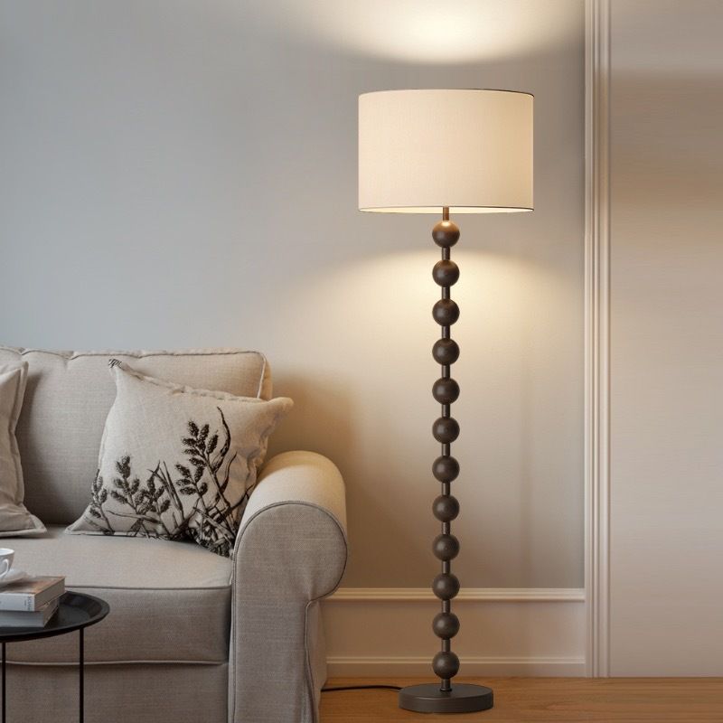 Floor Lamp Walnut Metal with Fabric Shade Modern Interior | Floramp