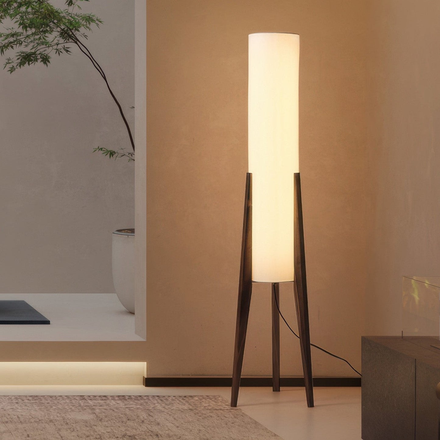 Floor Lamp Walnut Wood Scandinavian Style | Tolvia
