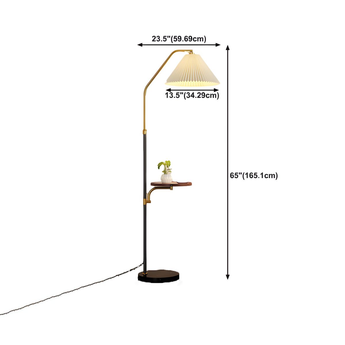 Floor Lamp with Black Tray Table Modern Style | Tenaro