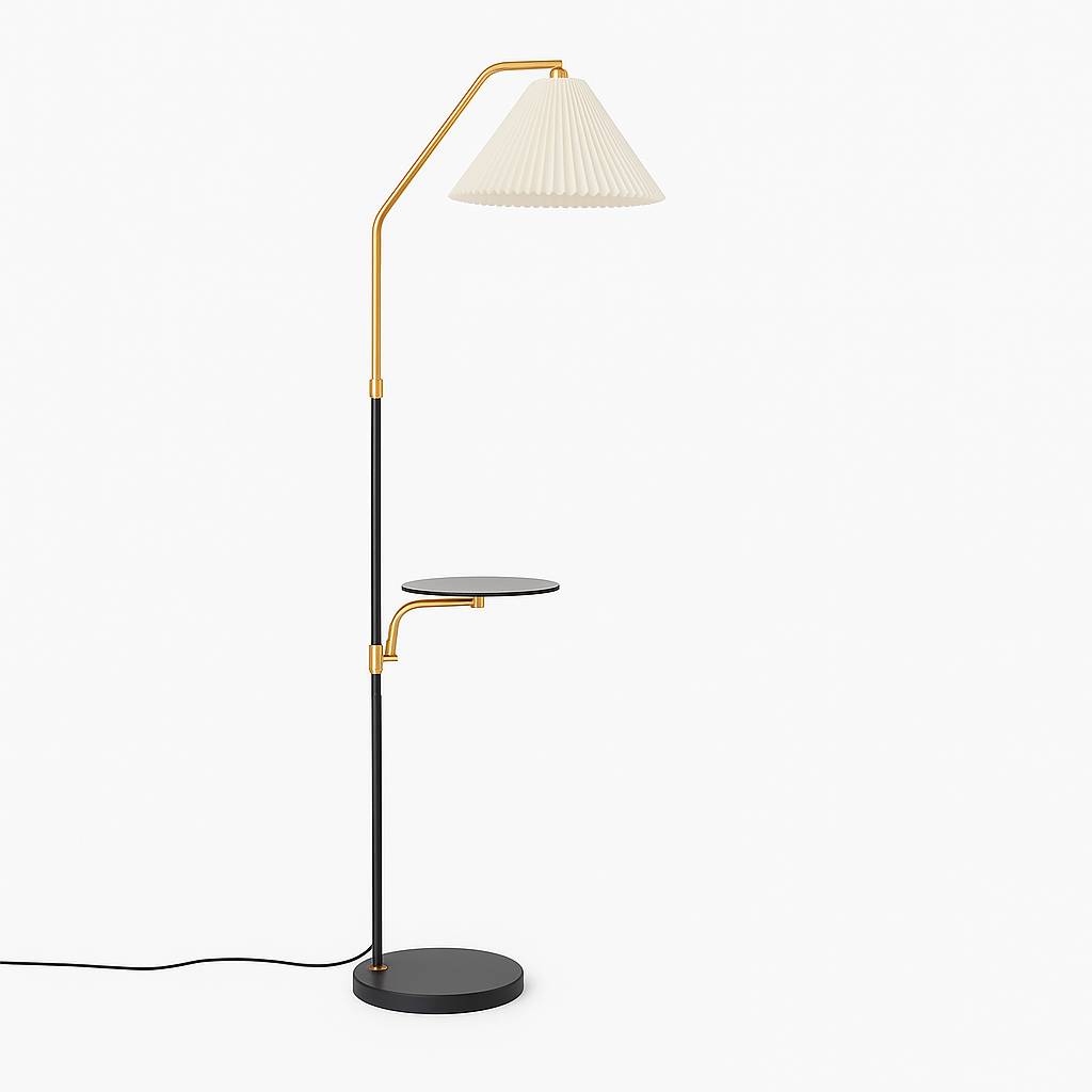 Floor Lamp with Black Tray Table Modern Style | Tenaro