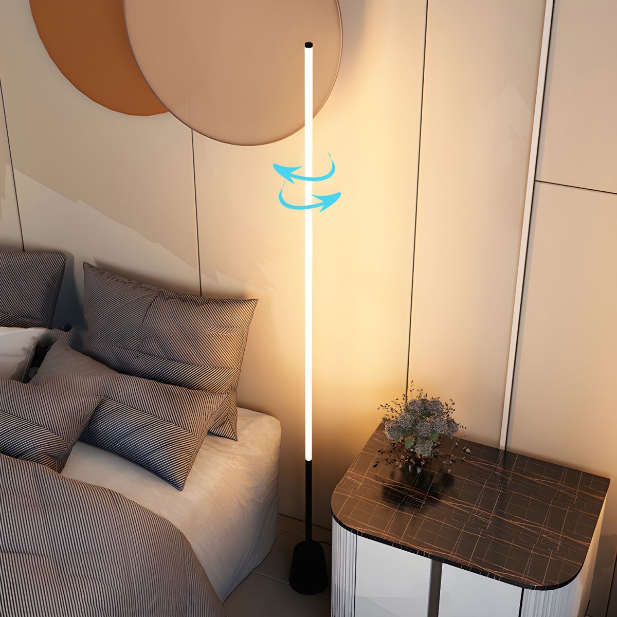 Floor Lamp with Linear Metal Frame Modern Style | Velinor