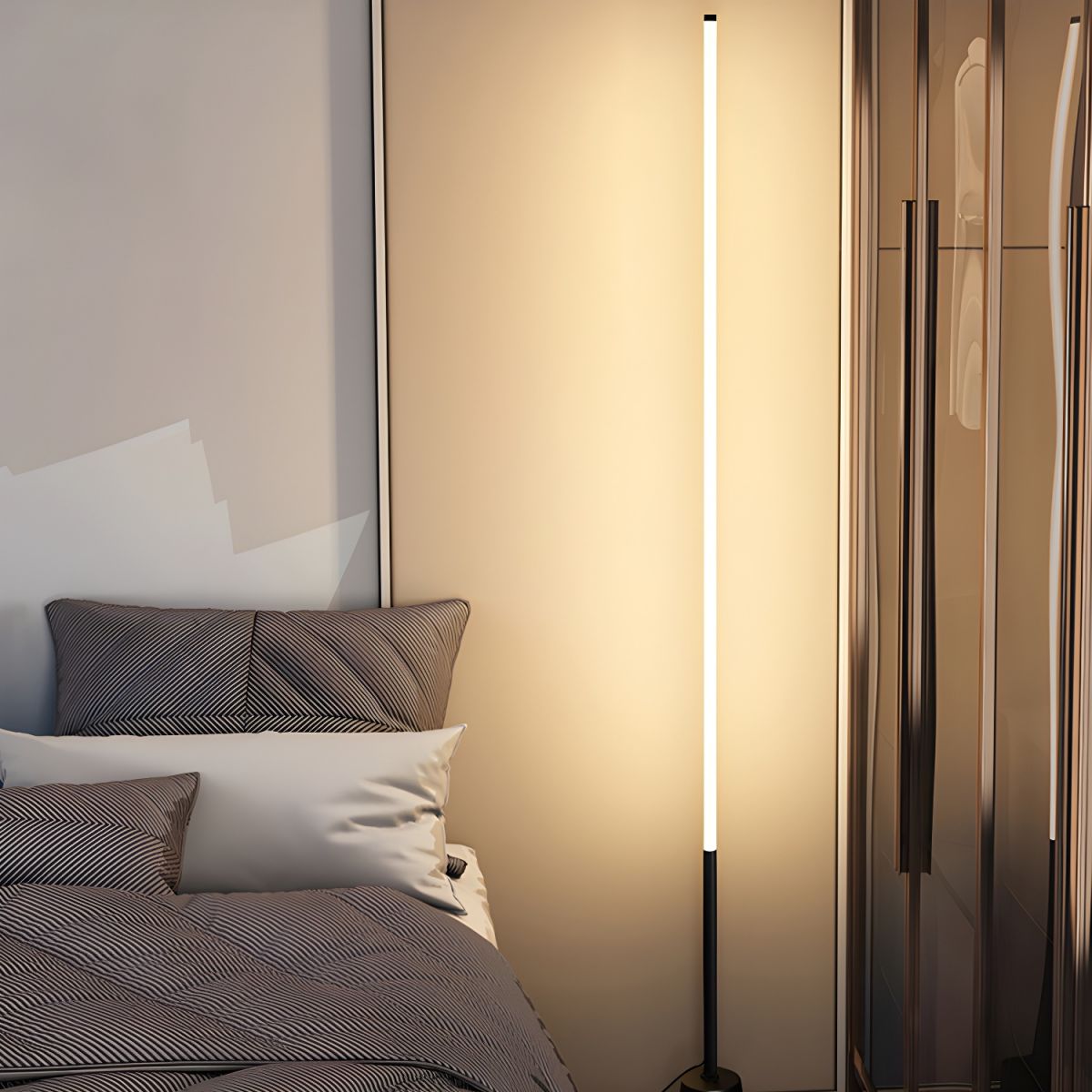 Floor Lamp with Linear Metal Frame Modern Style | Velinor