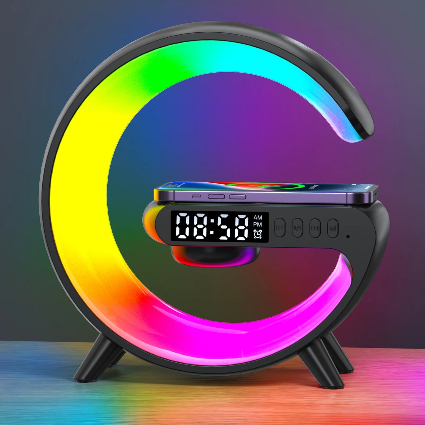 G Shape RGB Lamp Bluetooth Speaker Alarm | WakeGi