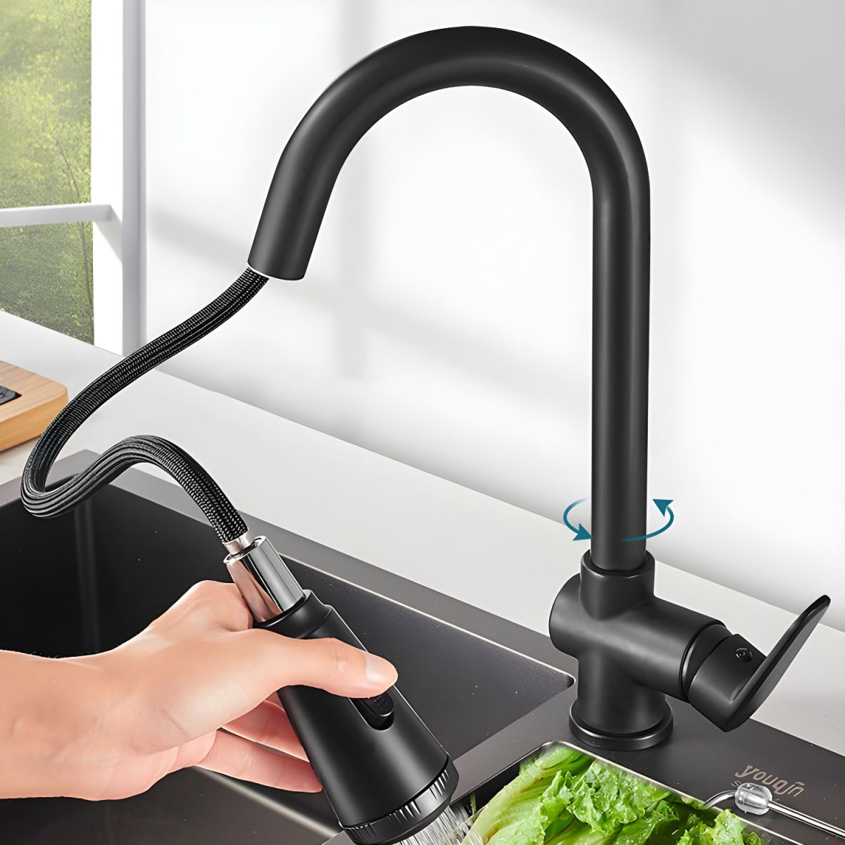 Kitchen Faucet Copper Swivel Spout Modern Design | Tapvora