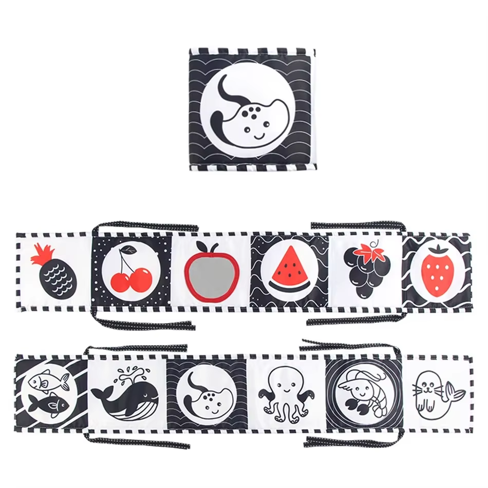 Montessori Toy High Contrast Baby Sensory Cloth Book | Luminiq
