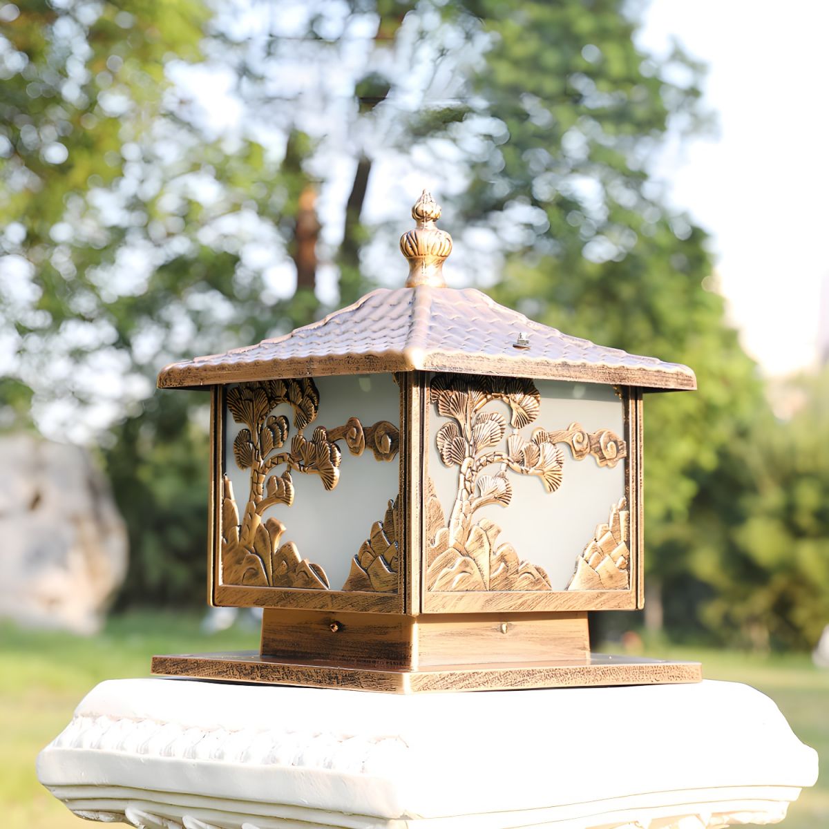 Outdoor Light Aluminium Pillar Lamp Cube Design | Terivo