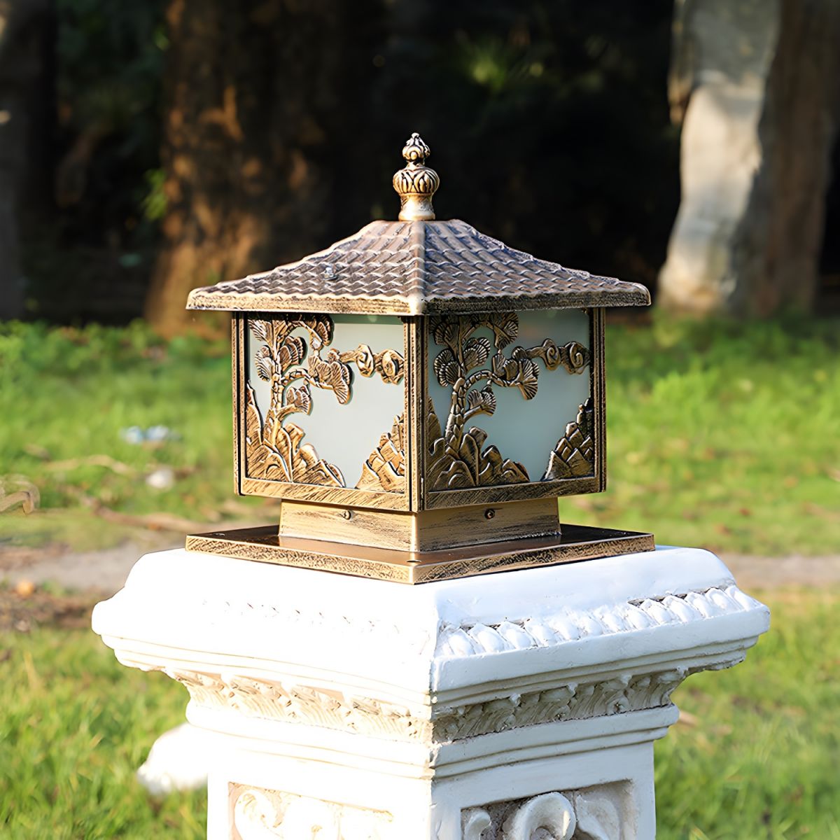 Outdoor Light Aluminium Pillar Lamp Cube Design | Terivo
