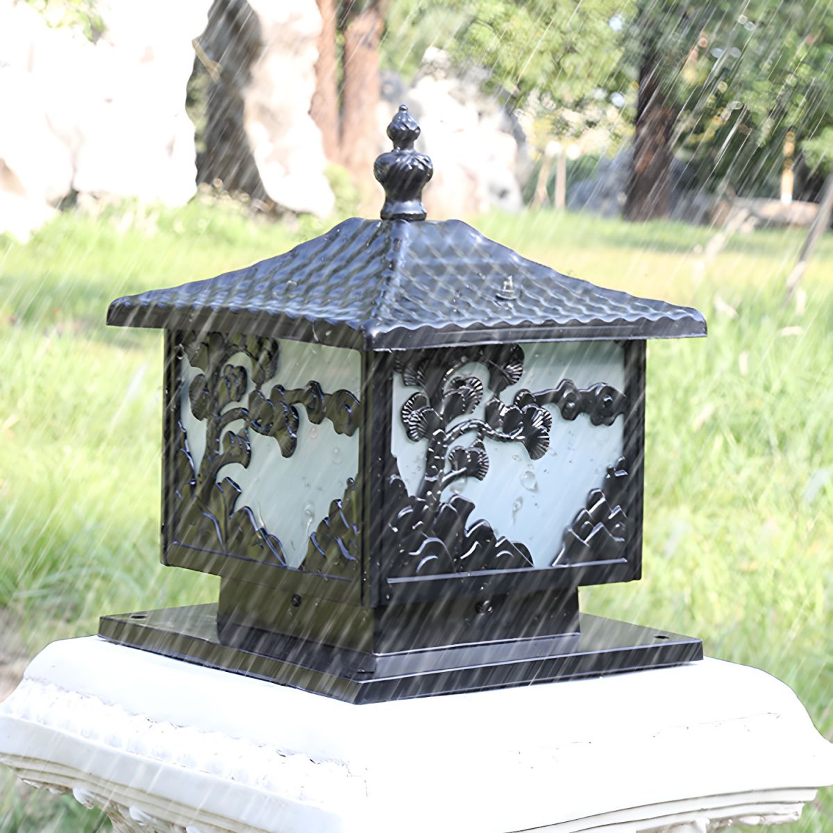 Outdoor Light Aluminium Pillar Lamp Cube Design | Terivo