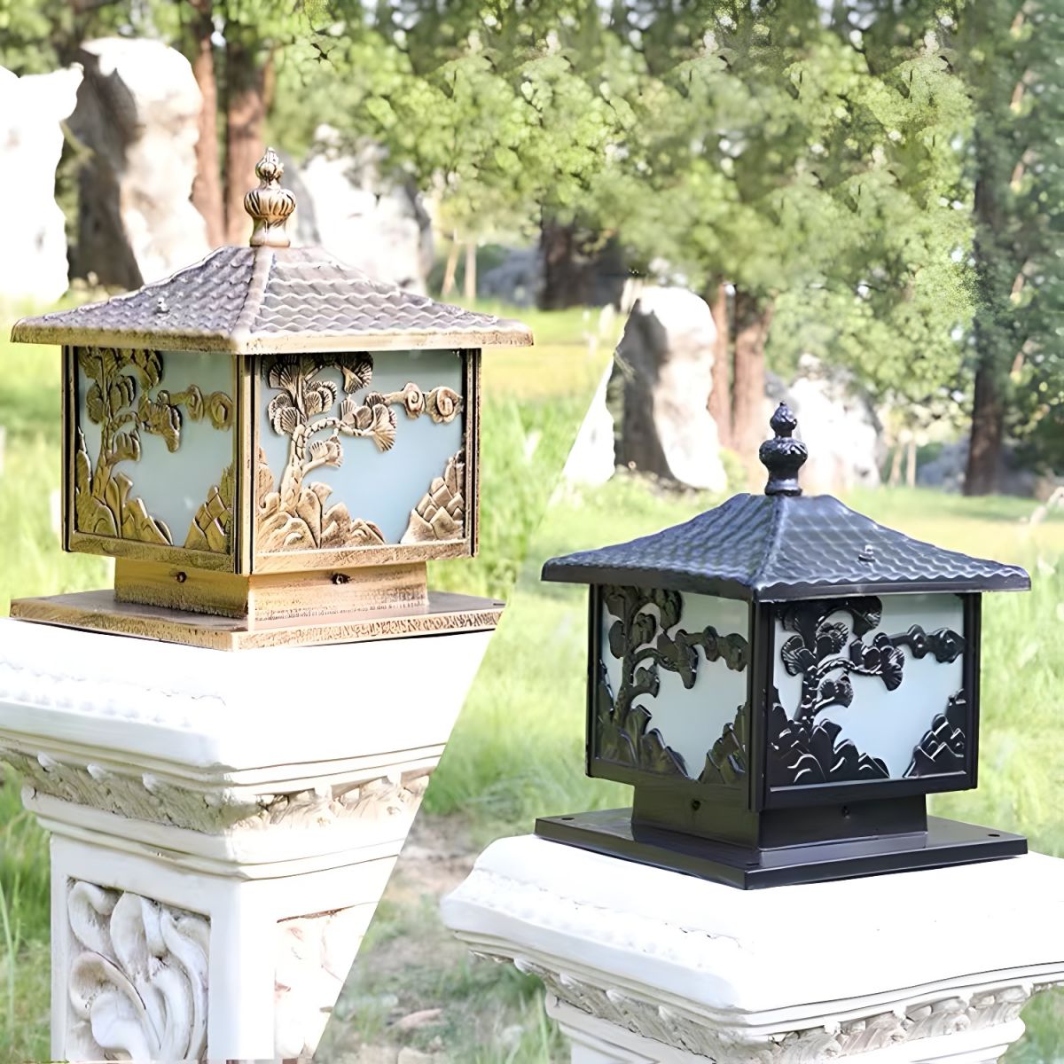 Outdoor Light Aluminium Pillar Lamp Cube Design | Terivo