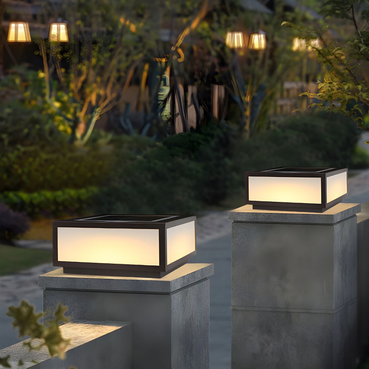 Outdoor Light Black Solar LED Pillar Acrylic Shade | Fivaro