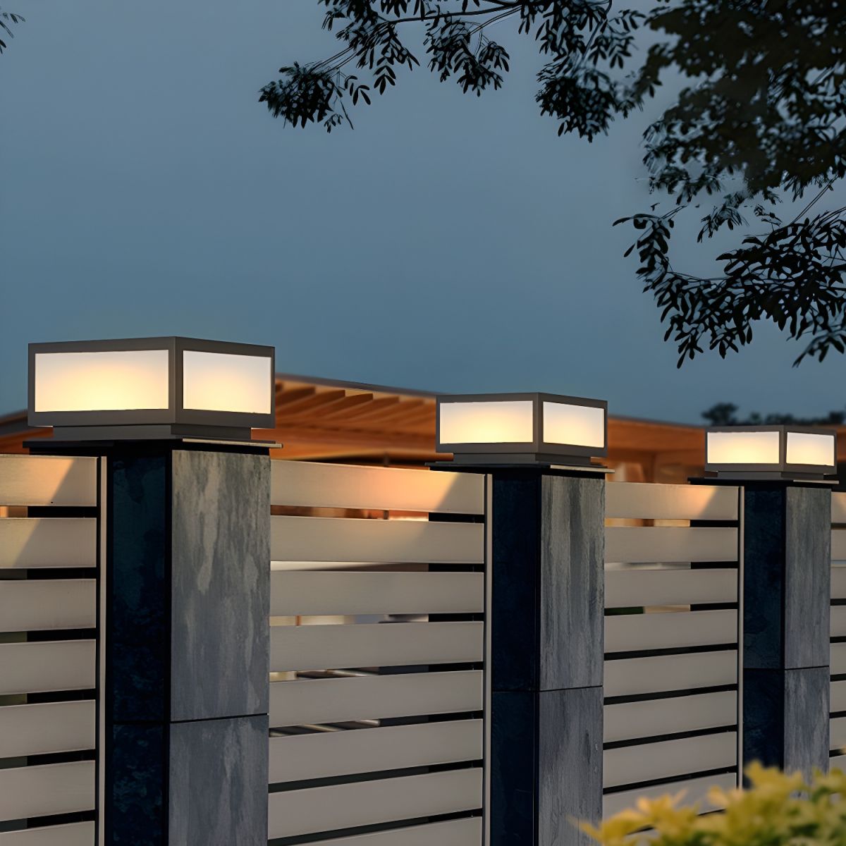 Outdoor Light Black Solar LED Pillar Acrylic Shade | Fivaro