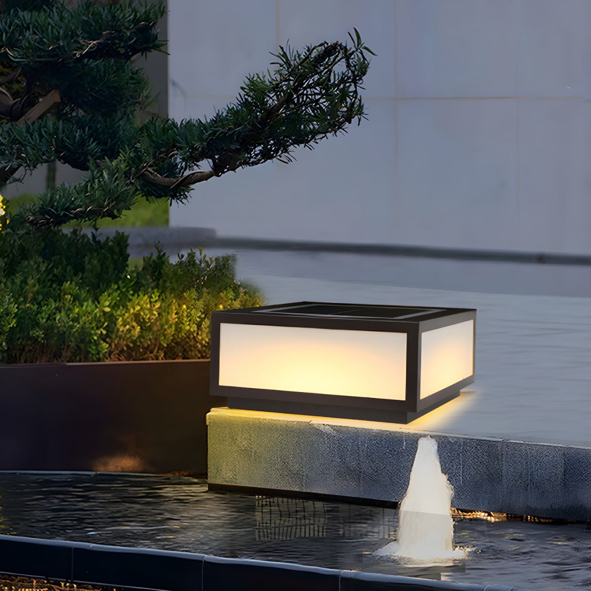 Outdoor Light Black Solar LED Pillar Acrylic Shade | Fivaro