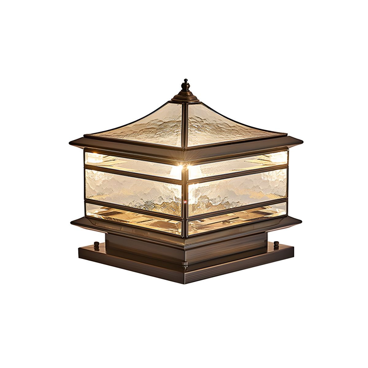 Outdoor Light Brass Square with Glass Shade | Sivora