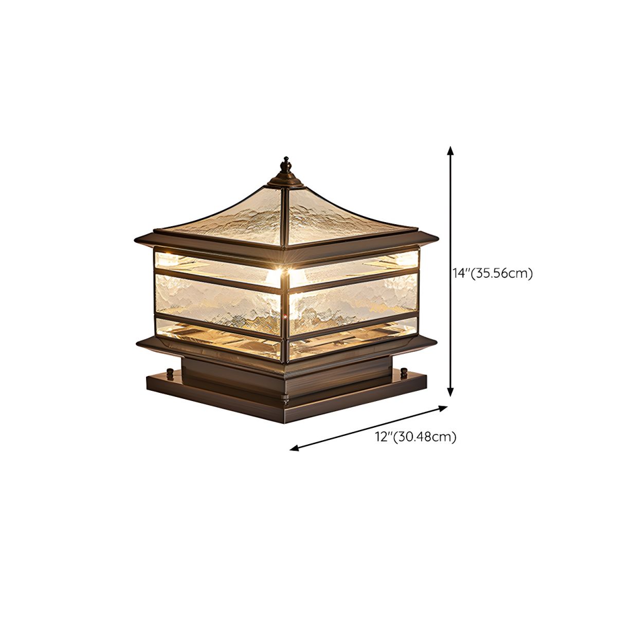 Outdoor Light Brass Square with Glass Shade | Sivora