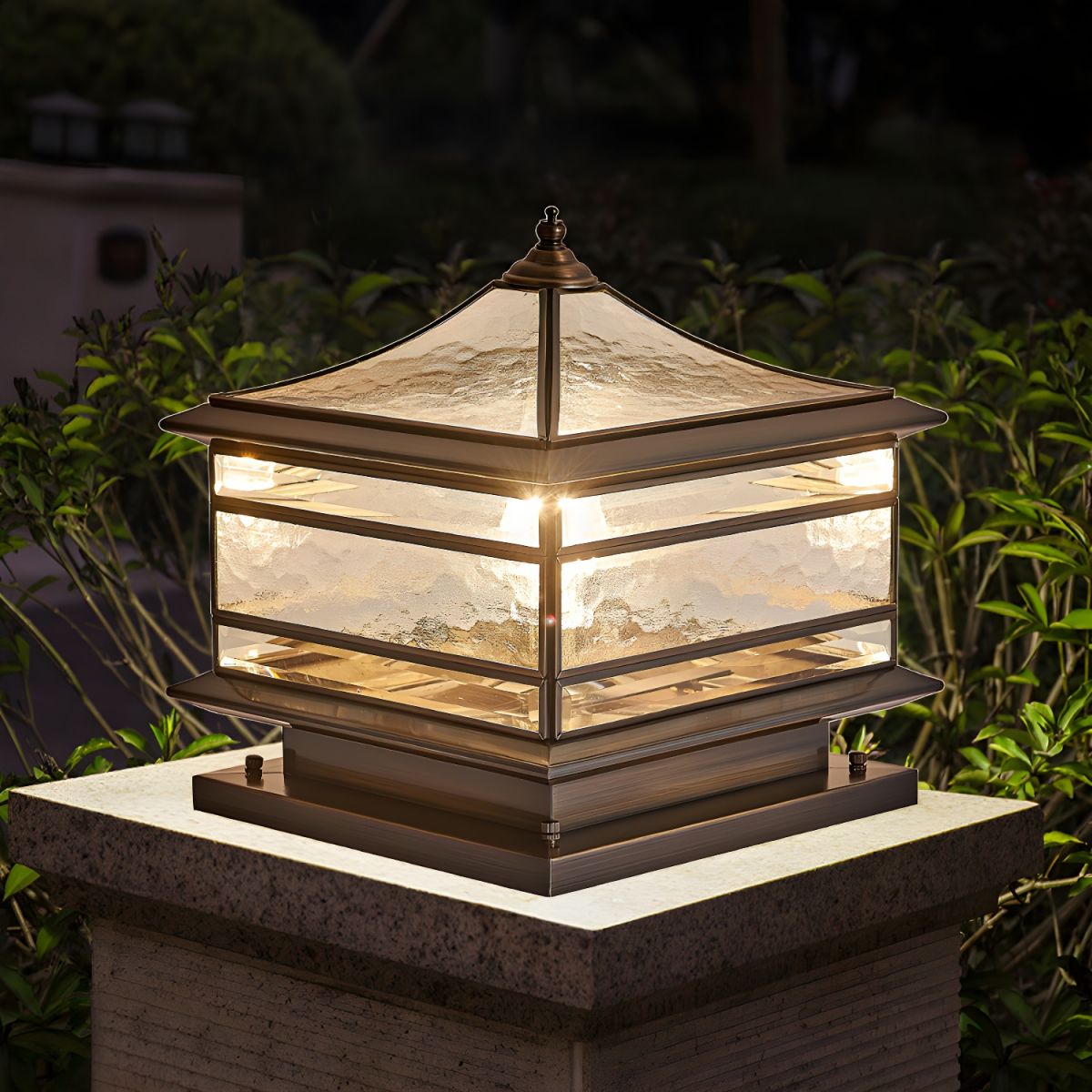 Outdoor Light Brass Square with Glass Shade | Sivora