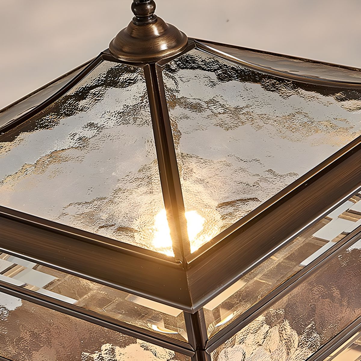 Outdoor Light Brass Square with Glass Shade | Sivora