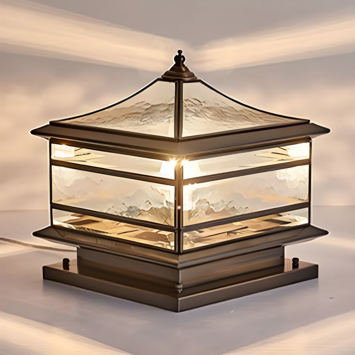 Outdoor Light Brass Square with Glass Shade | Sivora