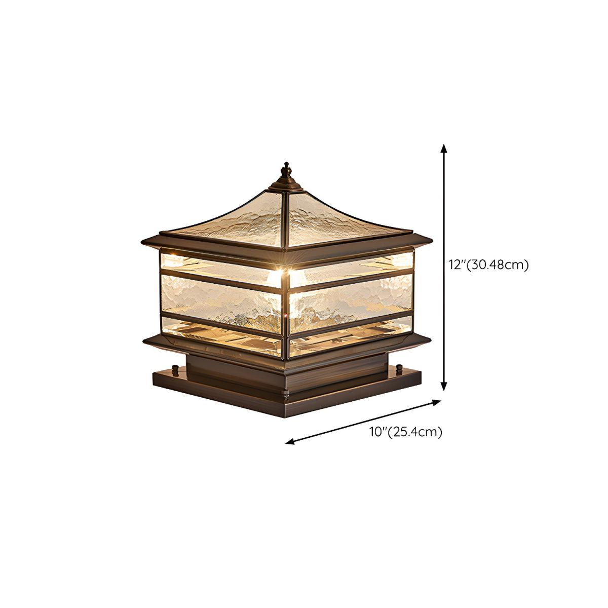 Outdoor Light Brass Square with Glass Shade | Sivora