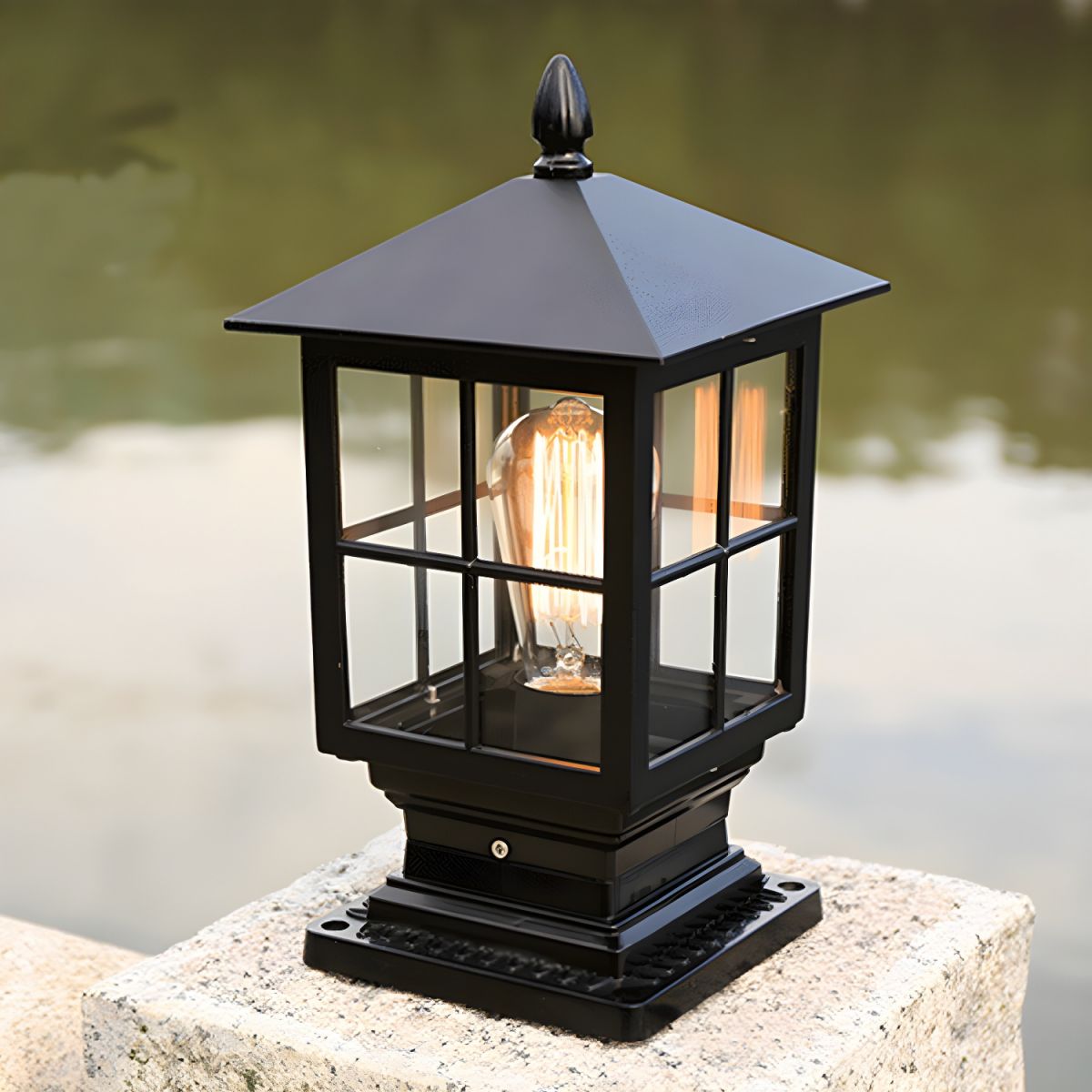Outdoor Light Metal Lantern Post with Retro Design | Trelon