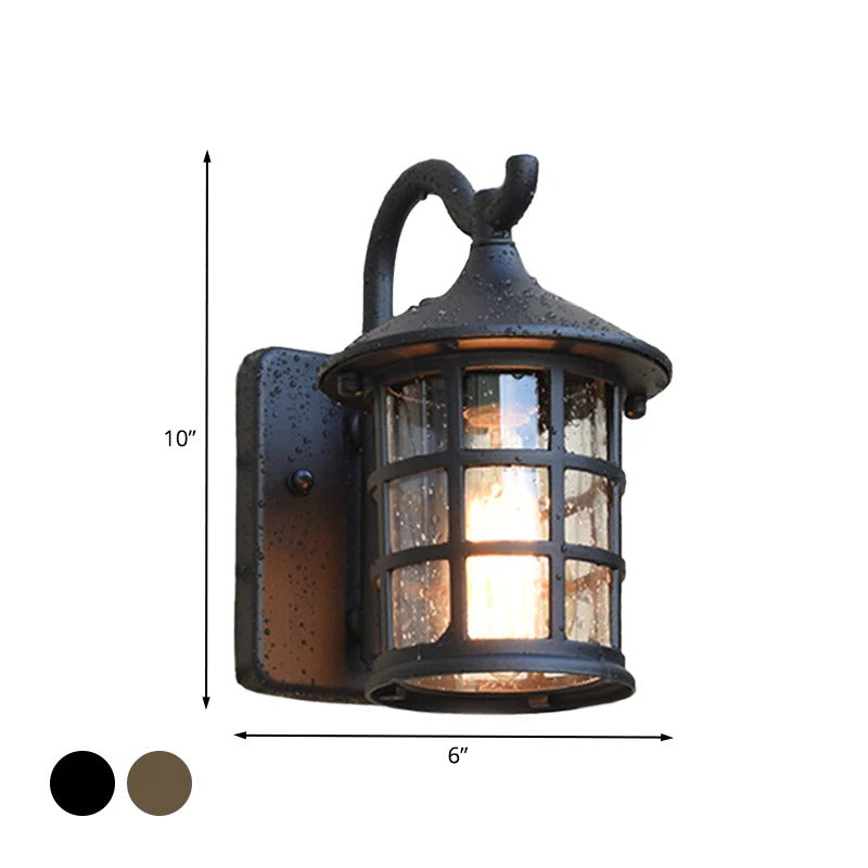 Outdoor Light Seeded Glass Lantern Rustic Wall Mount | Zeldon