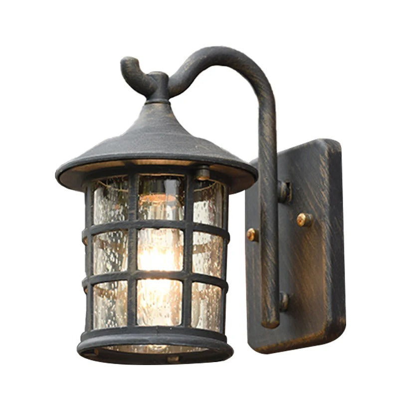 Outdoor Light Seeded Glass Lantern Rustic Wall Mount | Zeldon
