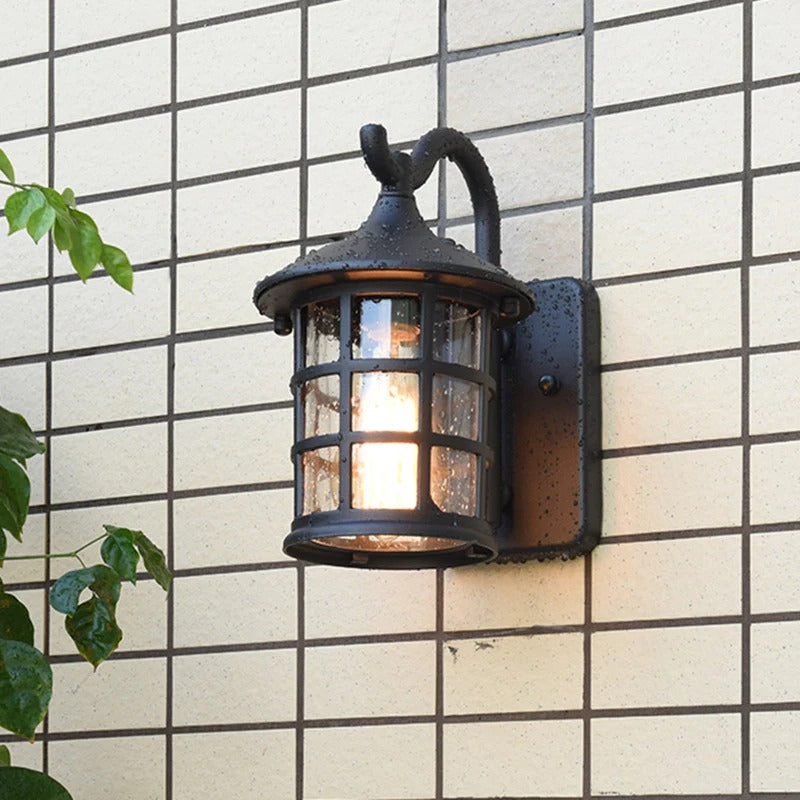 Outdoor Light Seeded Glass Lantern Rustic Wall Mount | Zeldon