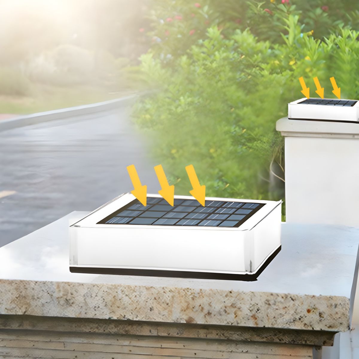Outdoor Light Solar LED Square Garden Pillar | Mireva