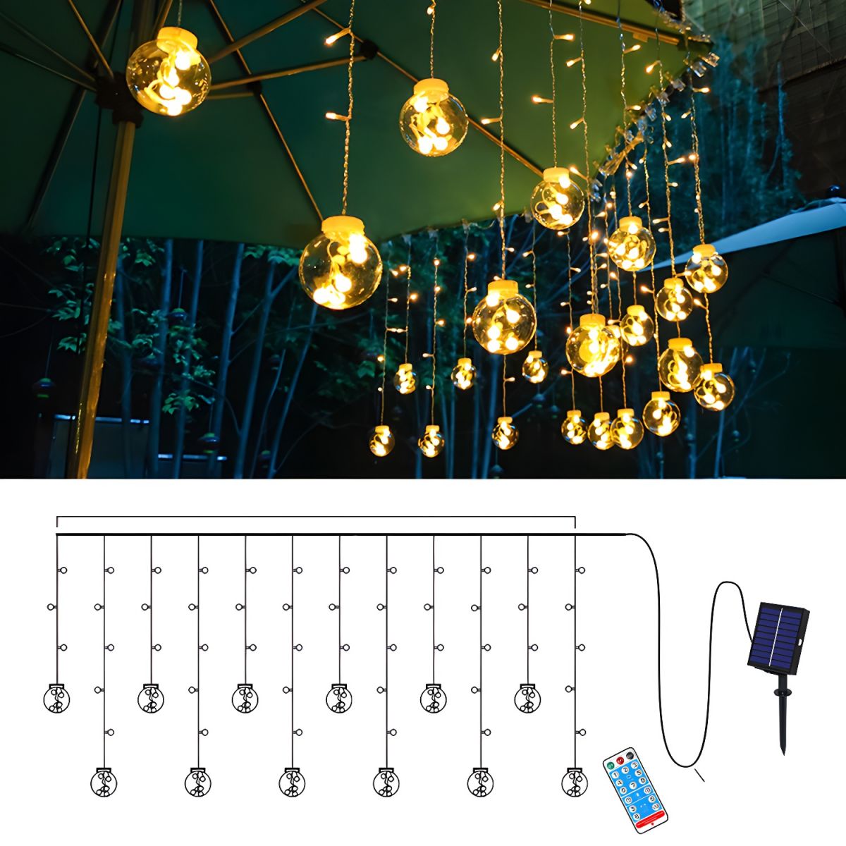 Outdoor Light Solar String Warm LED Glow | Clario