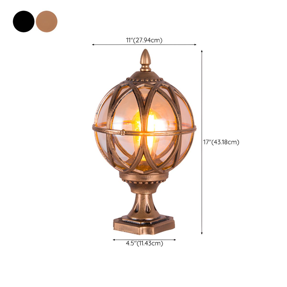 Outdoor Light Spherical Glass Pillar Lamp Waterproof | Olviro