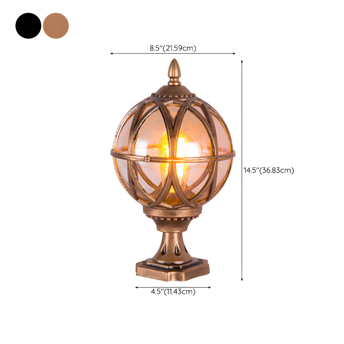 Outdoor Light Spherical Glass Pillar Lamp Waterproof | Olviro