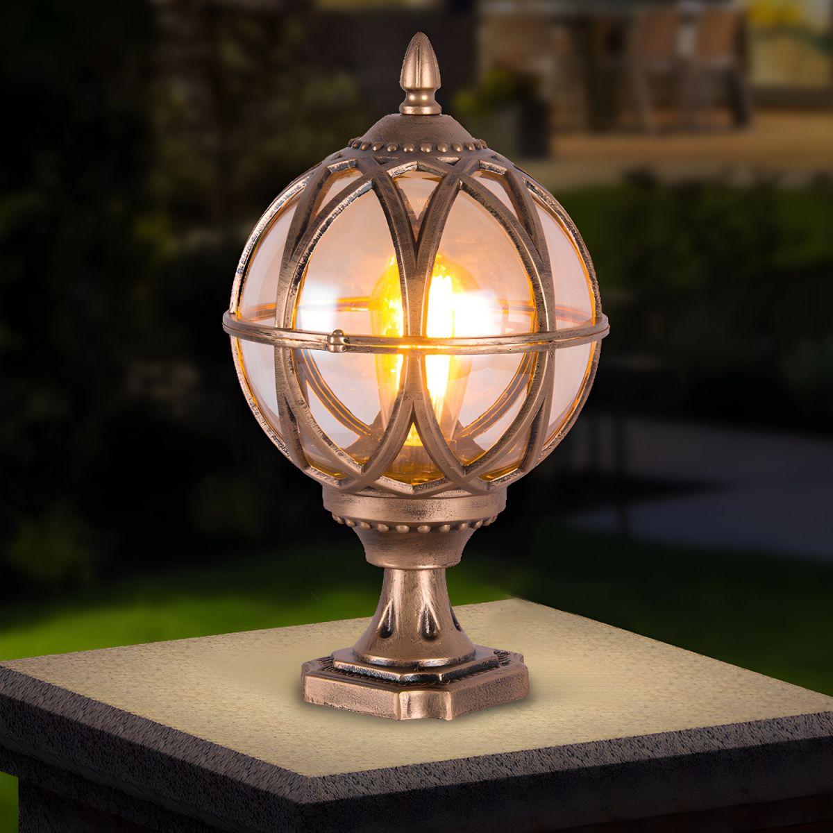 Outdoor Light Spherical Glass Pillar Lamp Waterproof | Olviro
