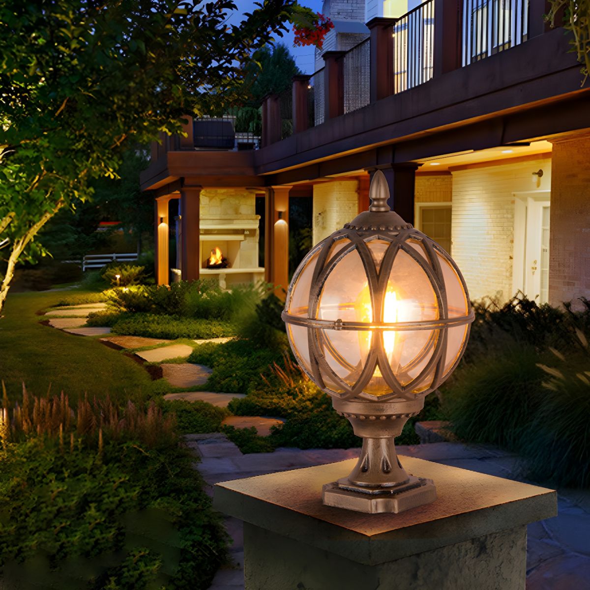Outdoor Light Spherical Glass Pillar Lamp Waterproof | Olviro