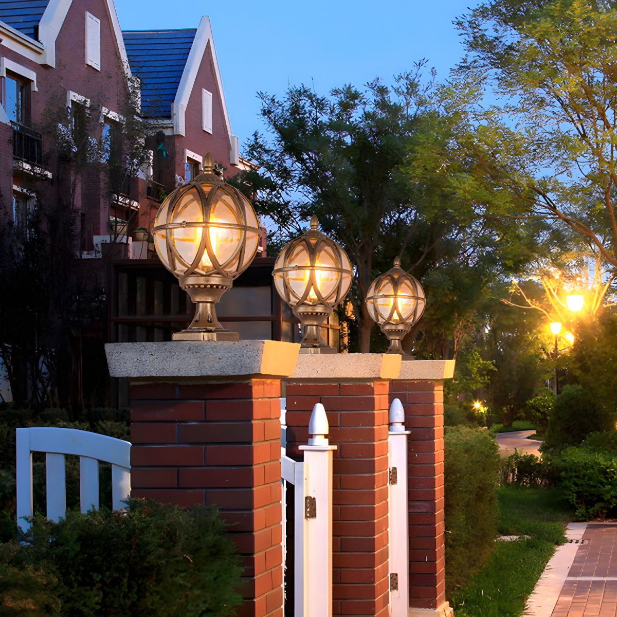 Outdoor Light Spherical Glass Pillar Lamp Waterproof | Olviro