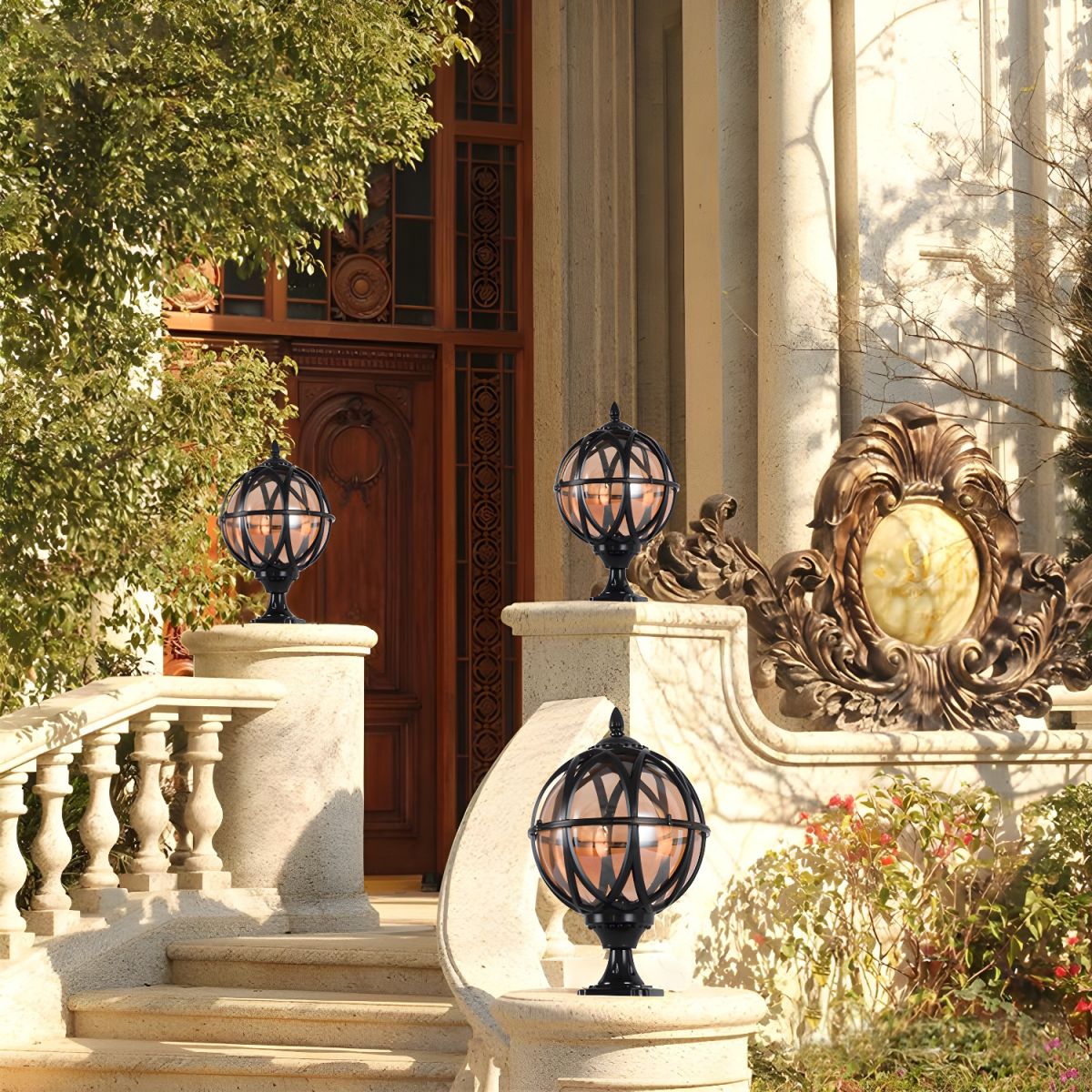 Outdoor Light Spherical Glass Pillar Lamp Waterproof | Olviro