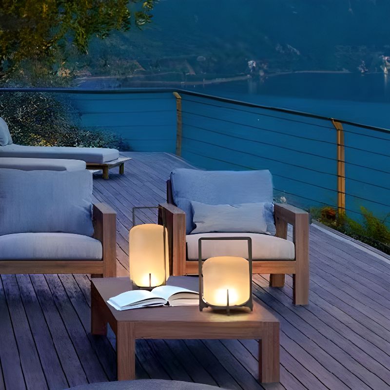 Outdoor Light Table Lamp Black Metal Round Warm LED | Tovira