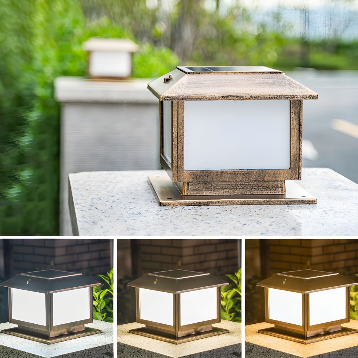Outdoor Light Vintage Post Lamp with Frosted Shade | Bravero