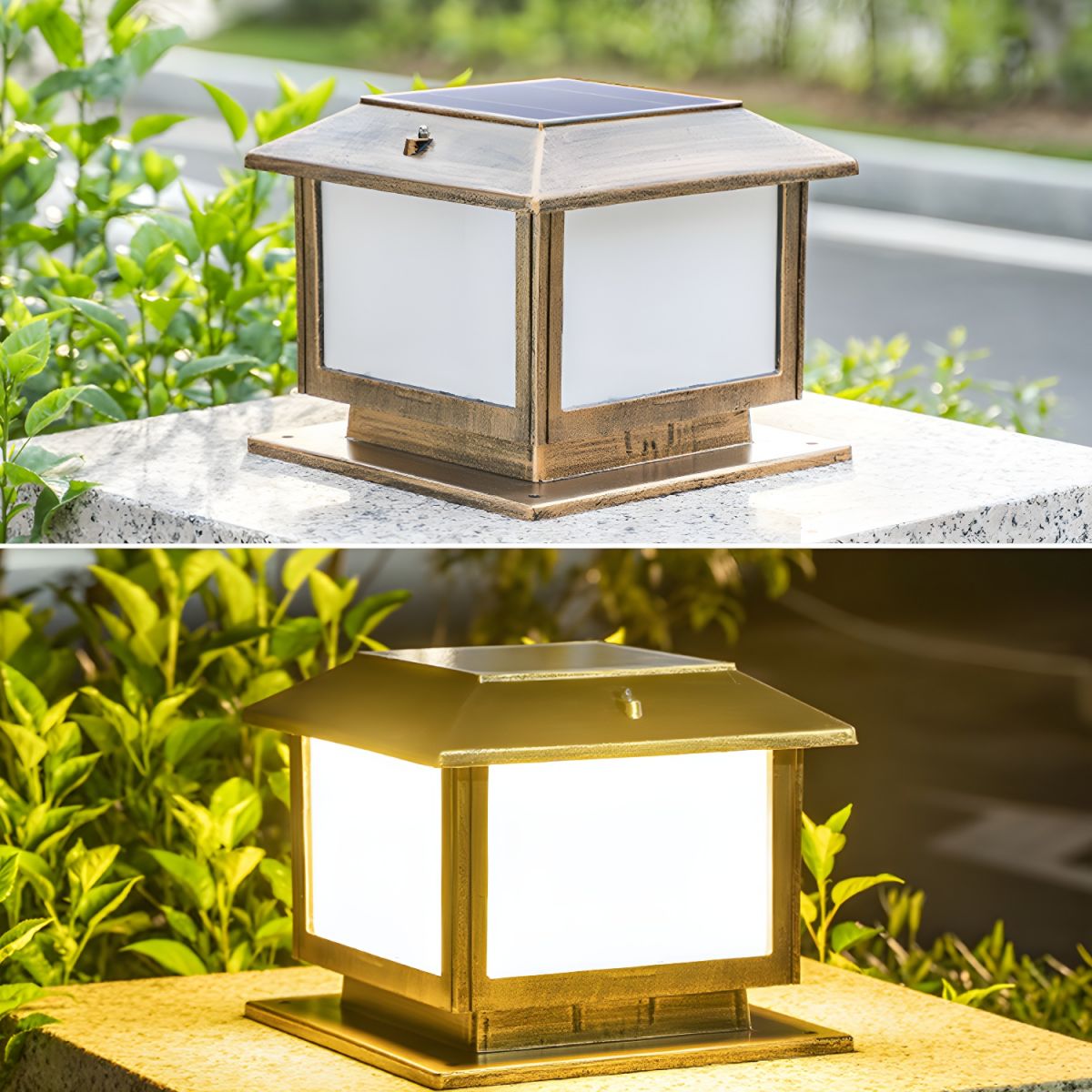 Outdoor Light Vintage Post Lamp with Frosted Shade | Bravero