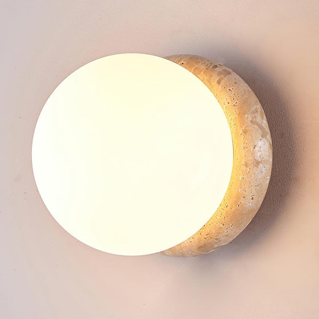 Outdoor Wall Light in Travertine Stone with Water Resistant Design | Travino