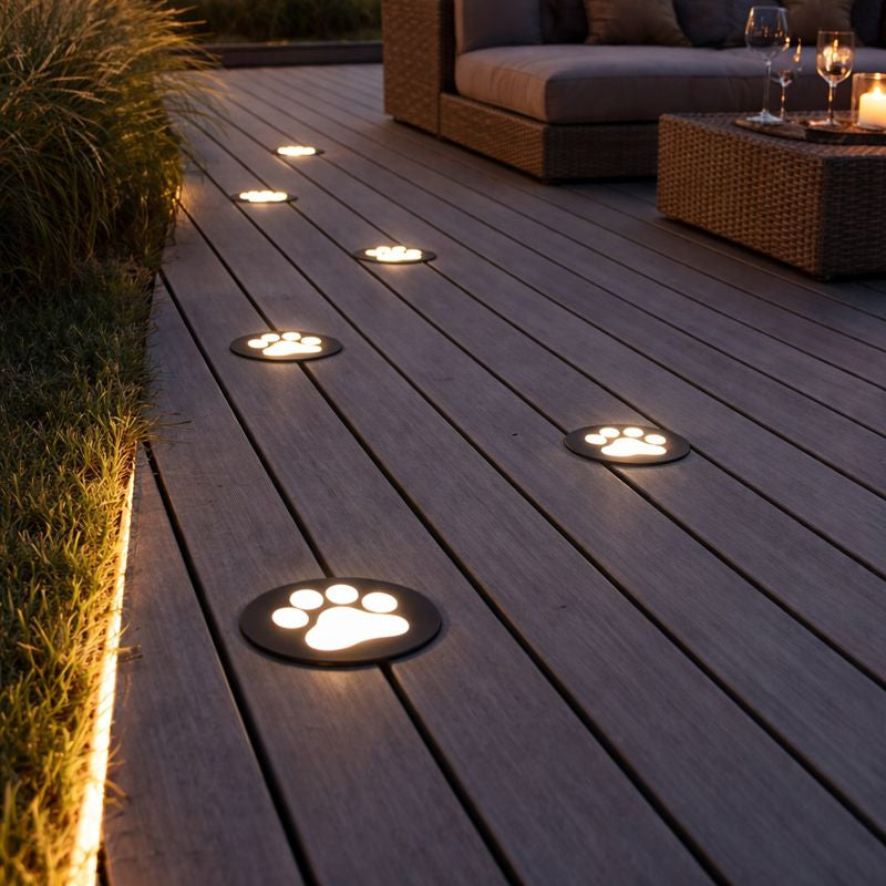 Paw Print Garden Ground Light Outdoor Metal Acrylic | Minori