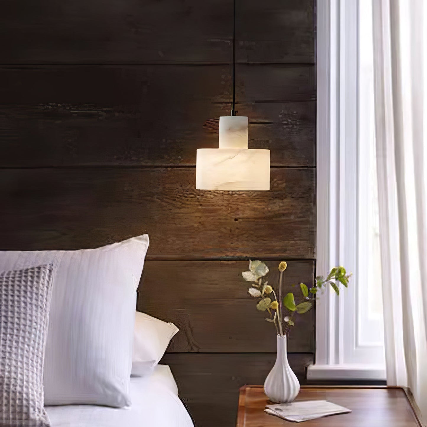 Pendant Light Alabaster Cylinder Nordic Style | Celestia