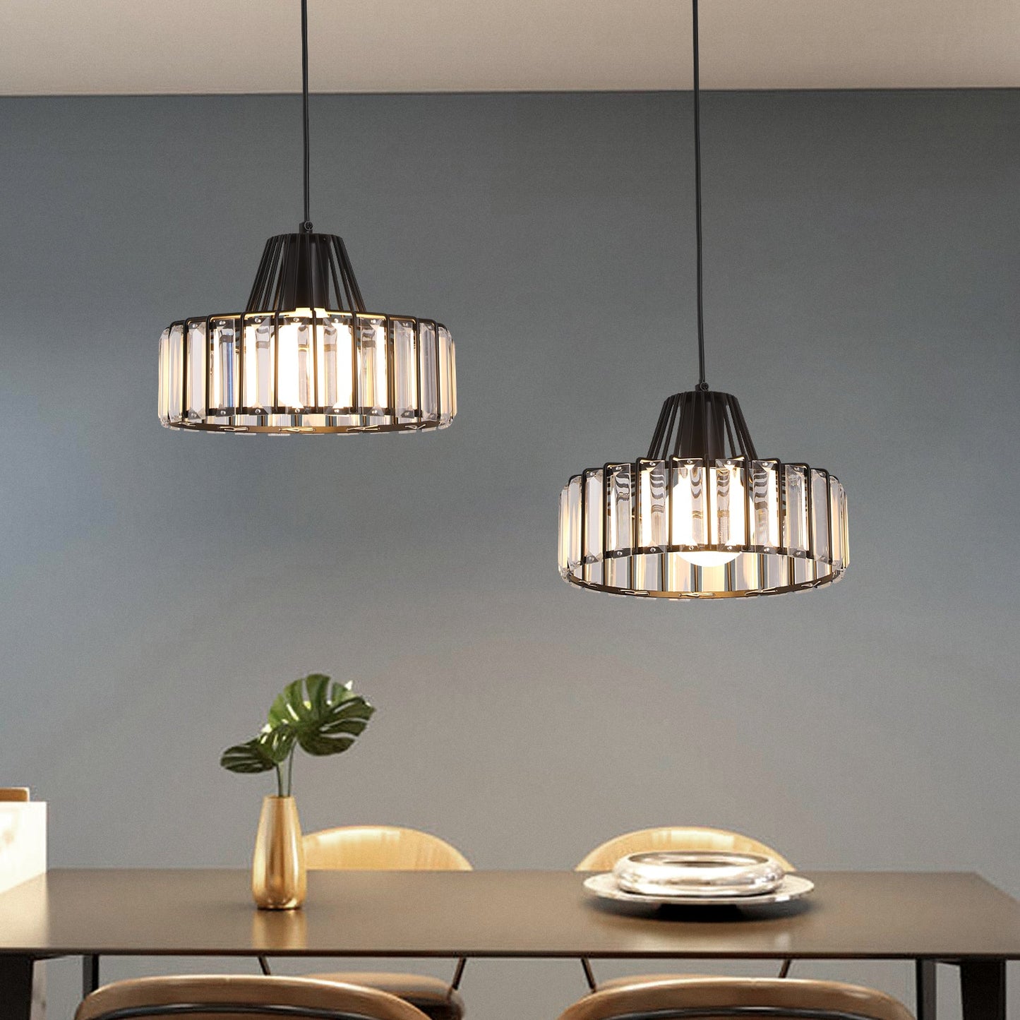 Pendant Light Black Crystal in Nordic Style | Nerava