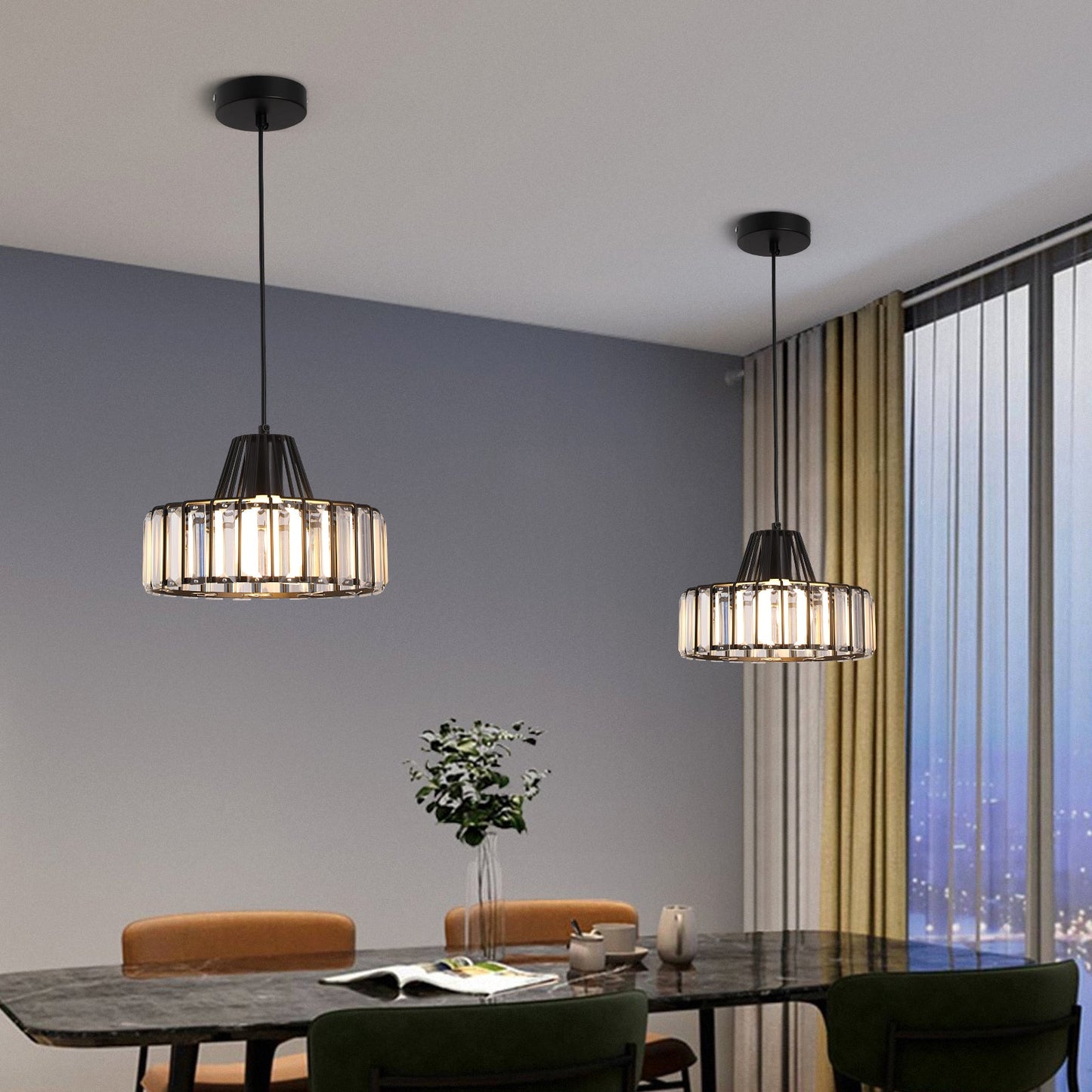 Pendant Light Black Crystal in Nordic Style | Nerava