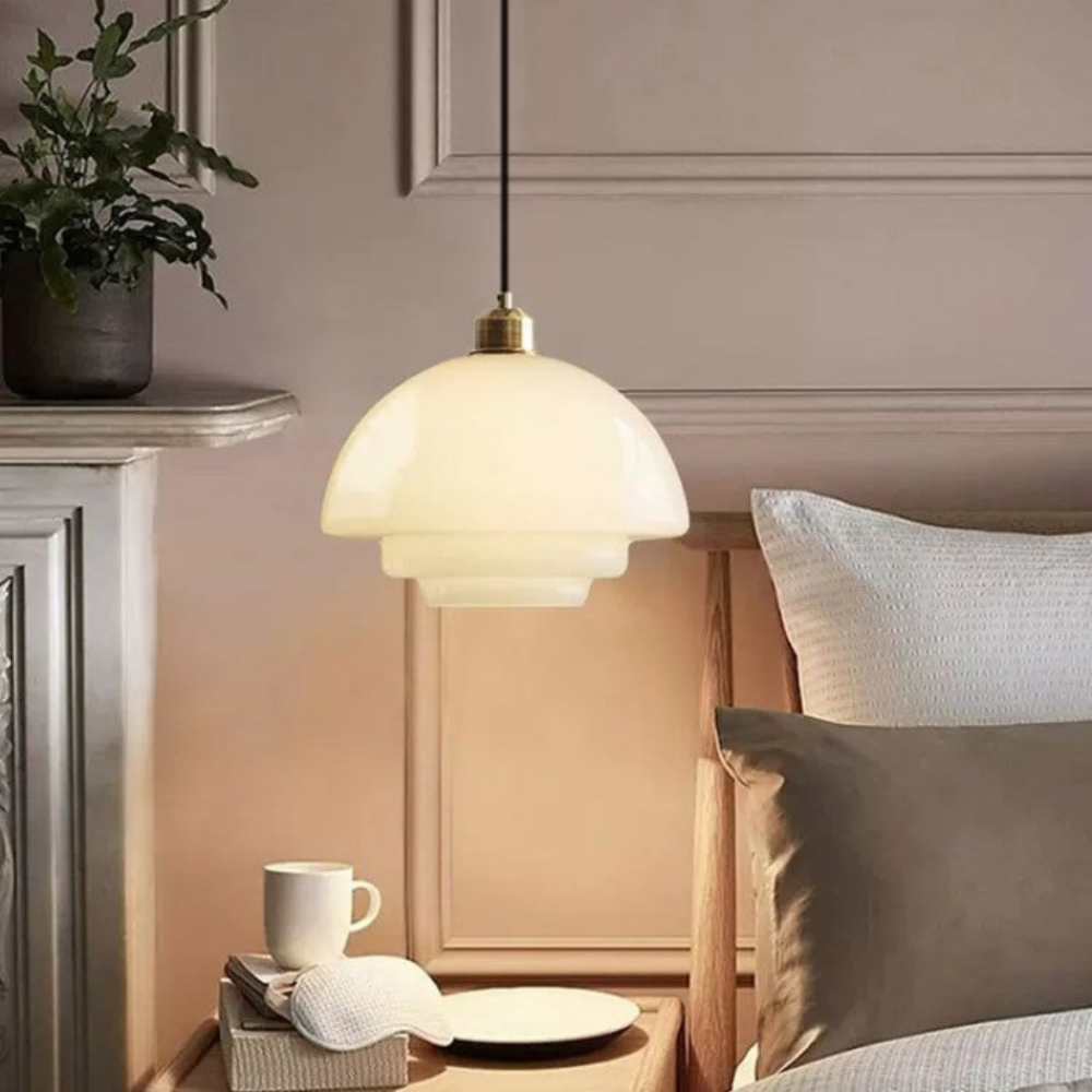 Pendant Light Brass Glass in Art Deco Style | Curivo