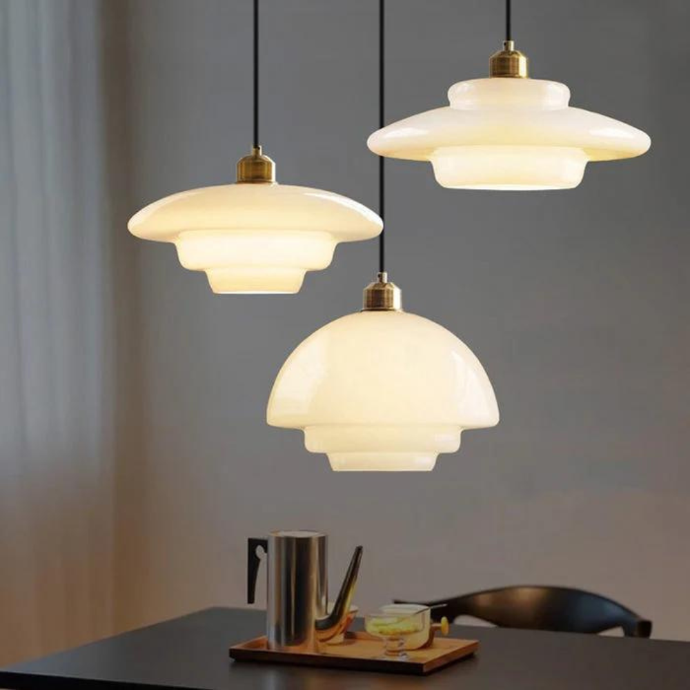 Pendant Light Brass Glass in Art Deco Style | Curivo