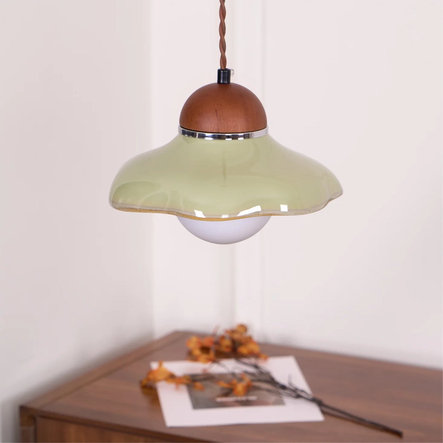 Pendant Light Ceramic Dome with Glass Diffuser | Edmund