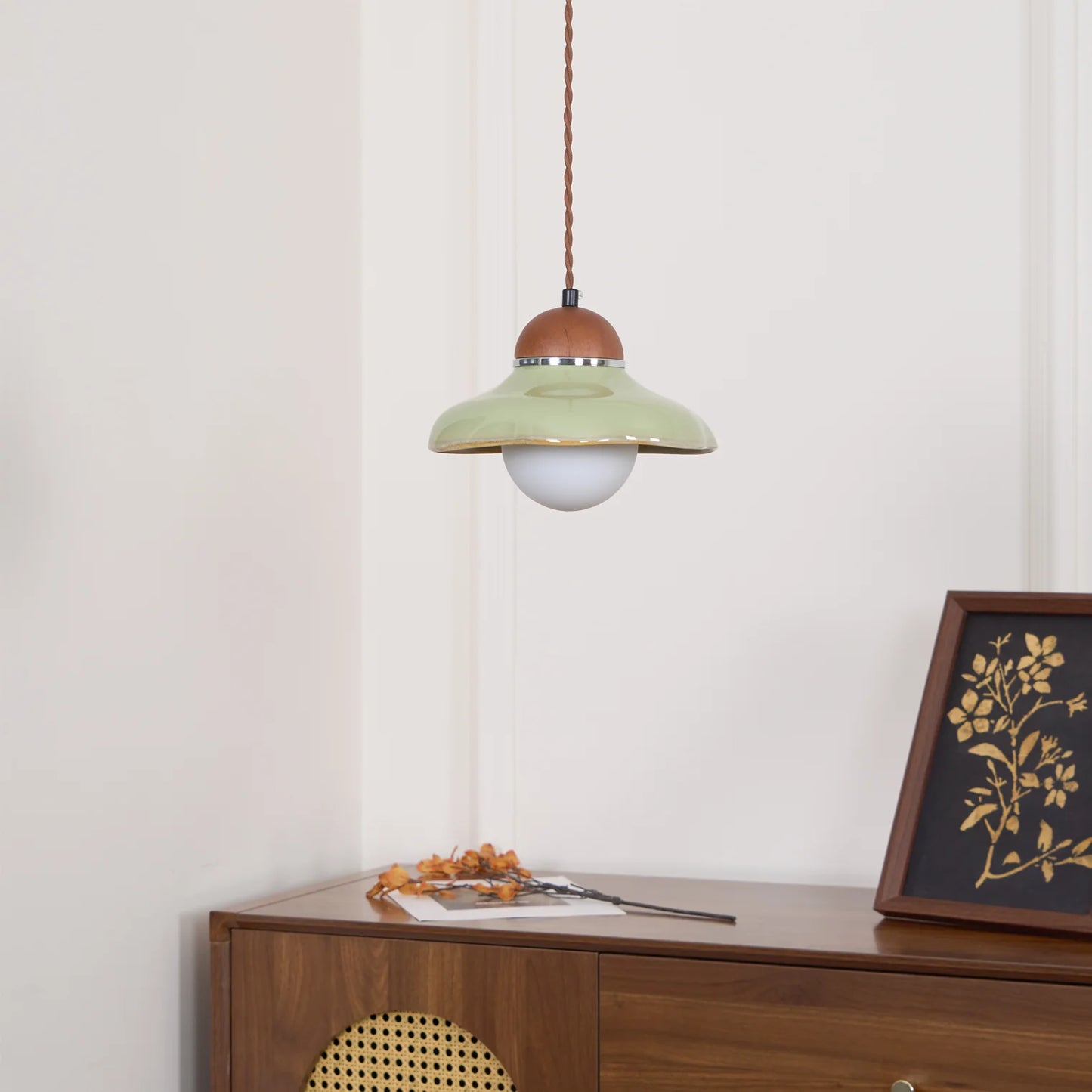 Pendant Light Ceramic Dome with Glass Diffuser | Edmund