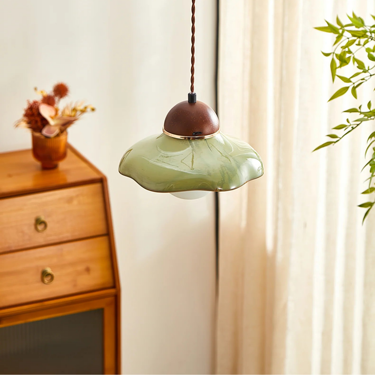 Pendant Light Ceramic Dome with Glass Diffuser | Edmund