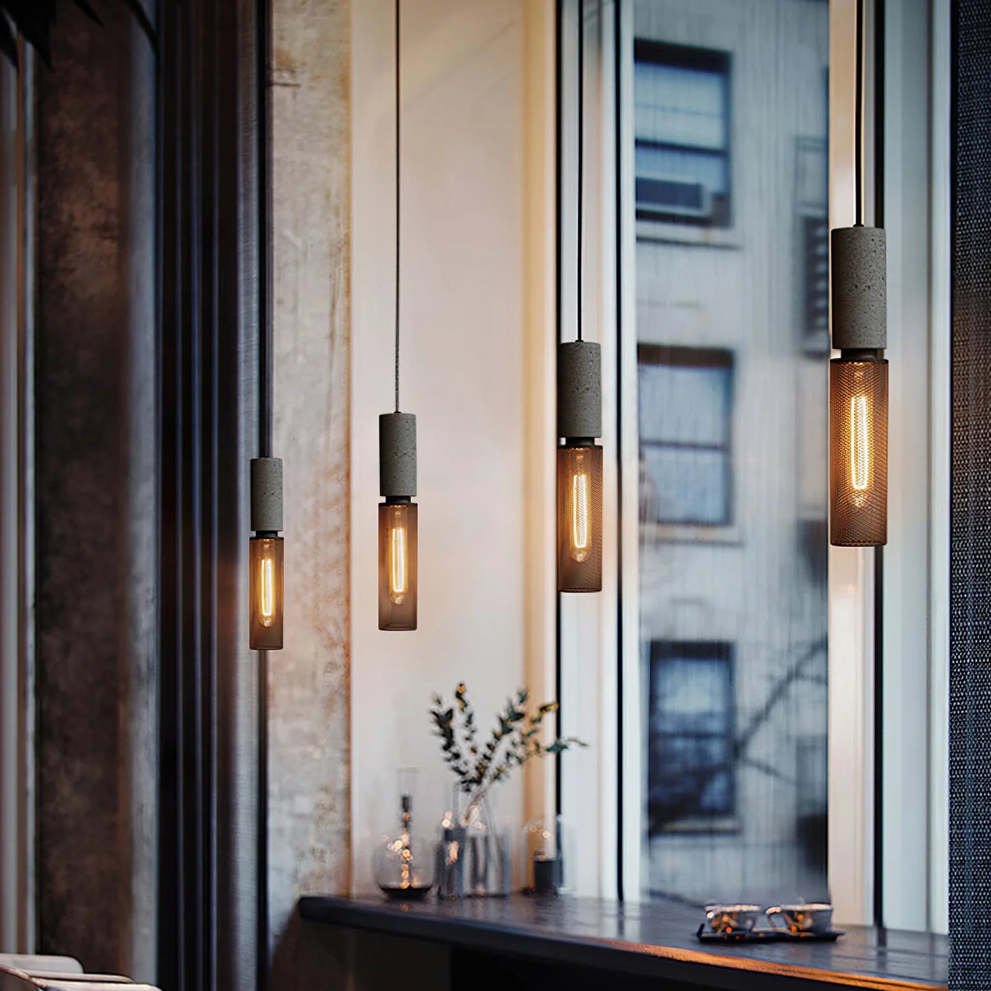 Pendant Light Concrete Cylinder in Urban Style | Lymaros
