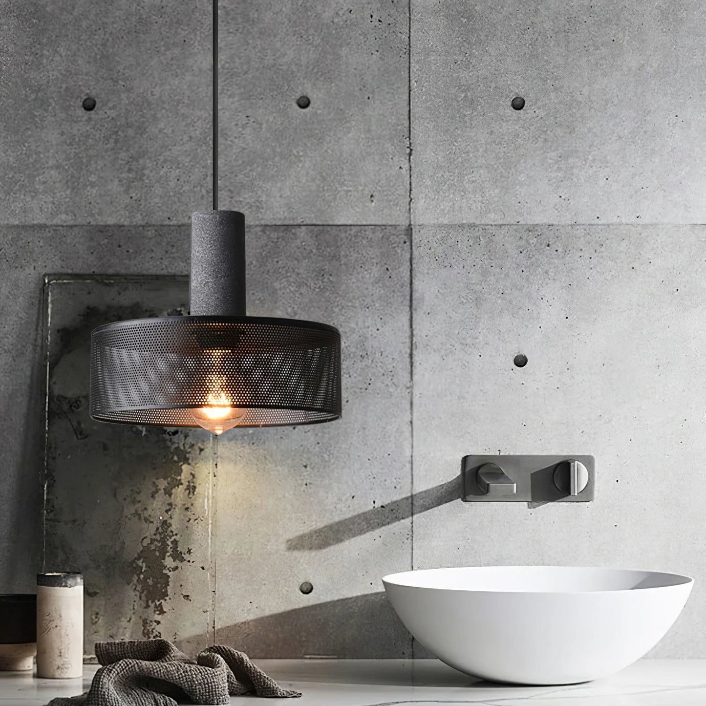 Pendant Light Concrete Cylinder in Urban Style | Lymaros