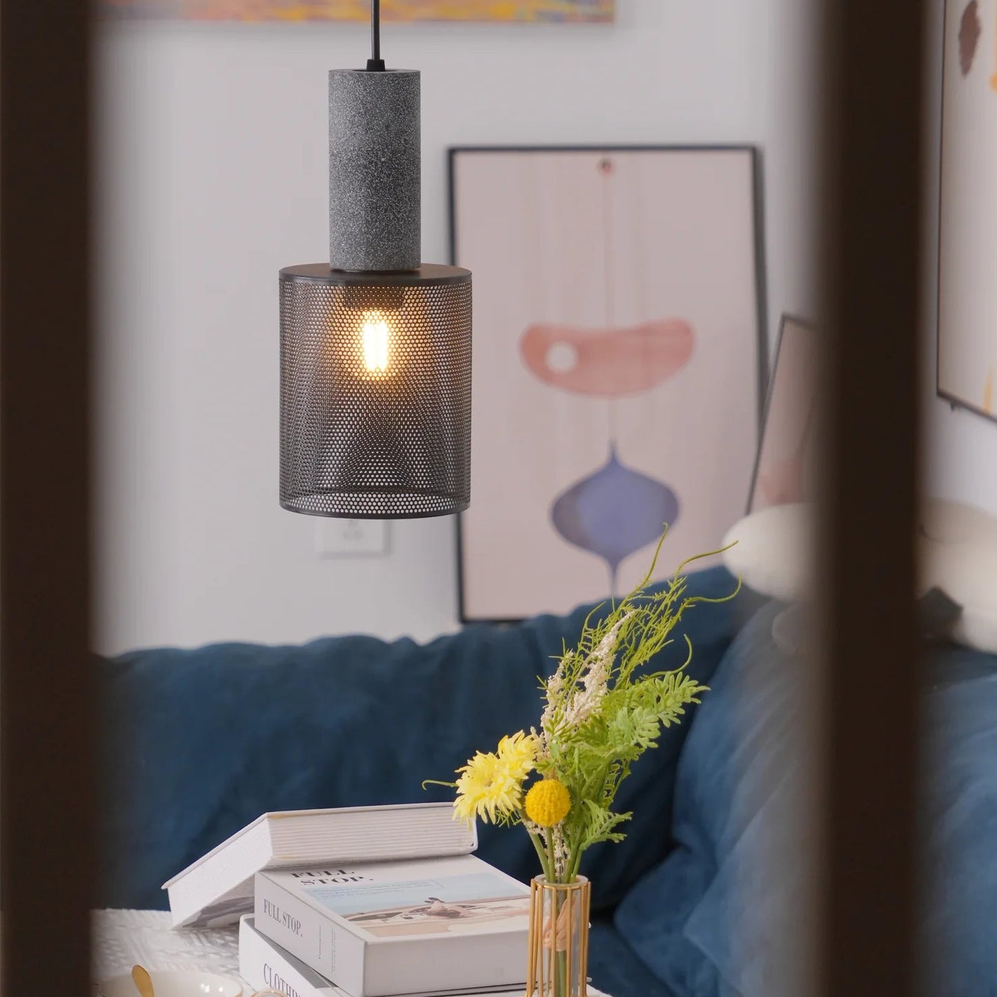 Pendant Light Concrete Cylinder in Urban Style | Lymaros